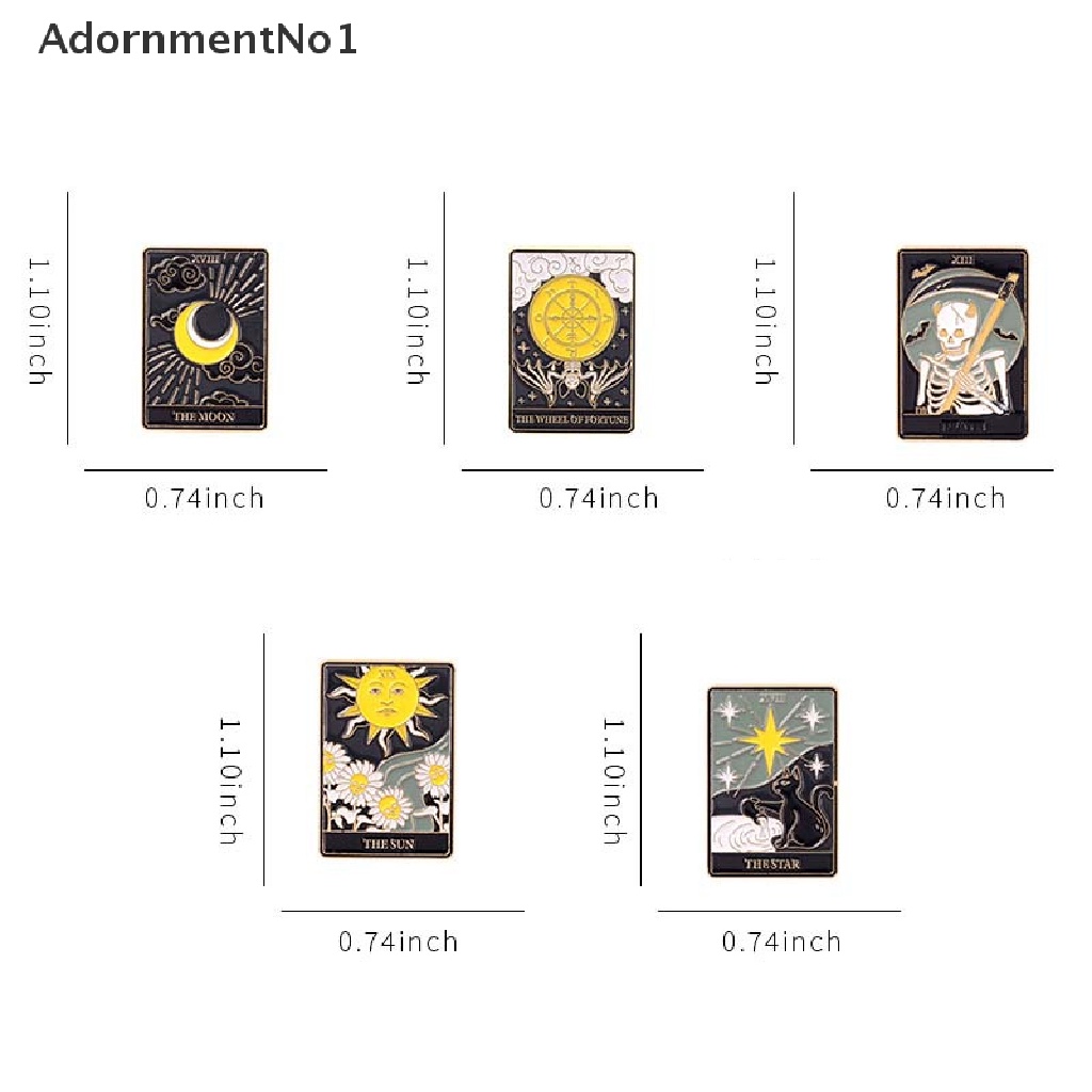 (AdornmentNo1) Bros Pin Enamel Desain Kartun Ular Hitam Kartu Tarot Pasang Denim