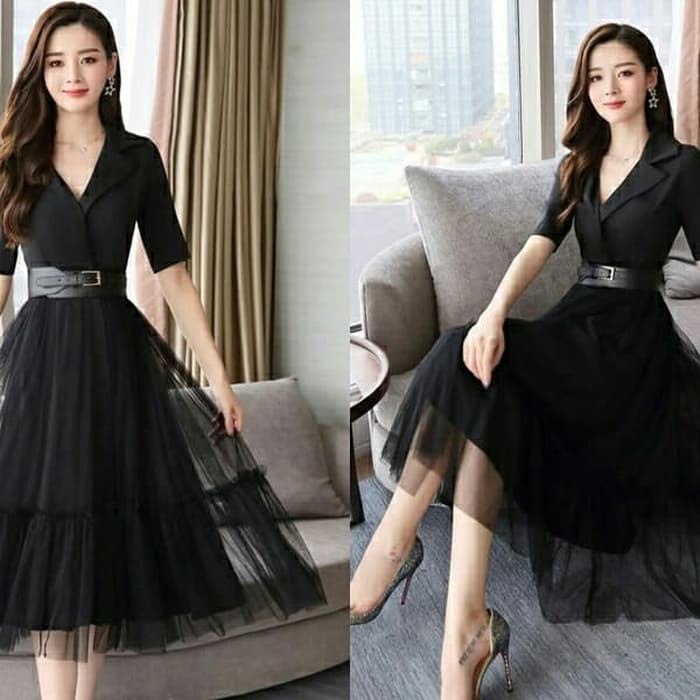 dress tile glamour hitam black