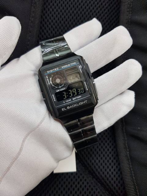 Jam Tangan Pria Digitec World Time DG 3078 Original Rantai