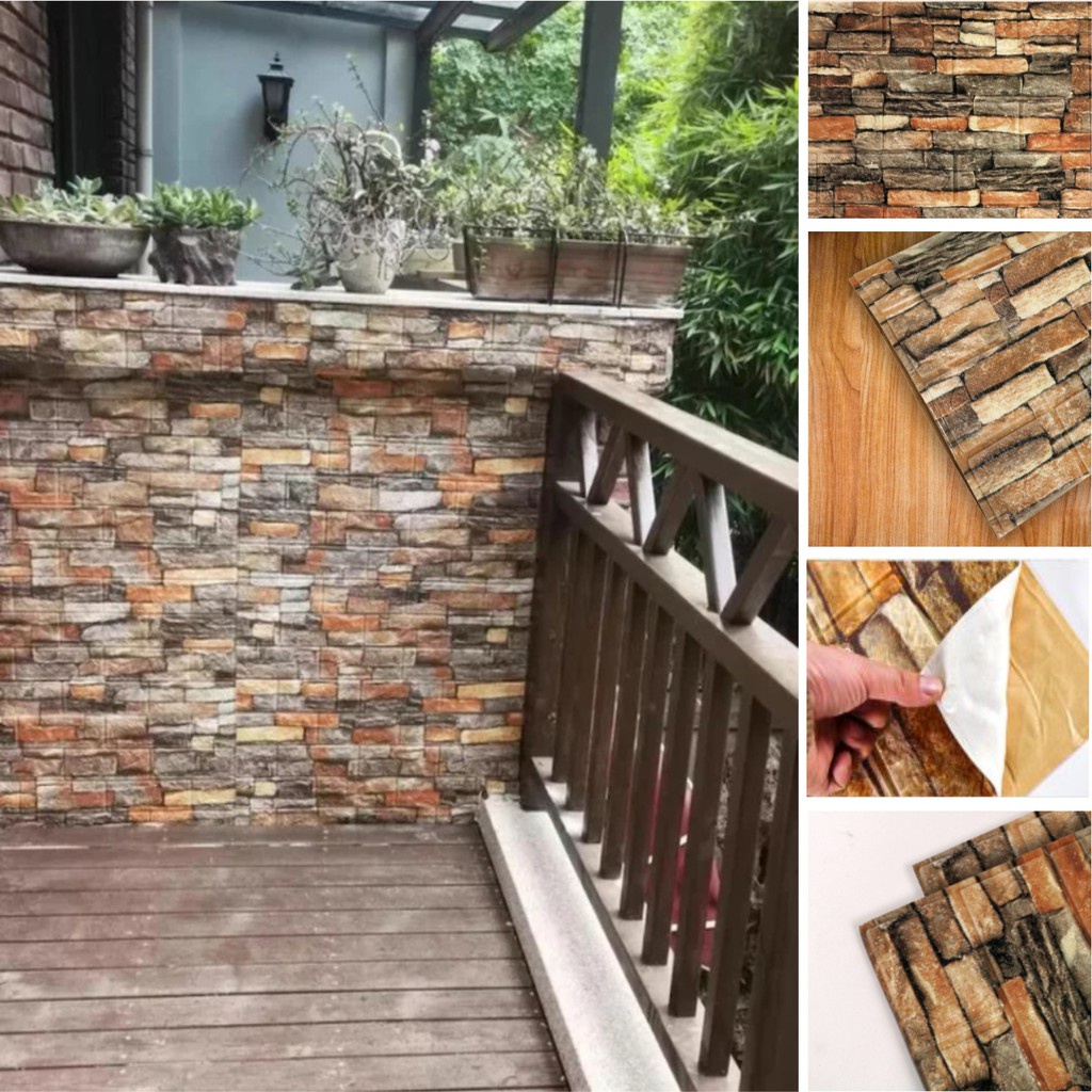 Wallpaper Dinding 3D Embossed Modern Foam Timbul Motif Batu Bata / Wall Sticker Dinding 3D Waterproof Brick / Wall Foam Dekorasi Dinding Kamar Rumah-3