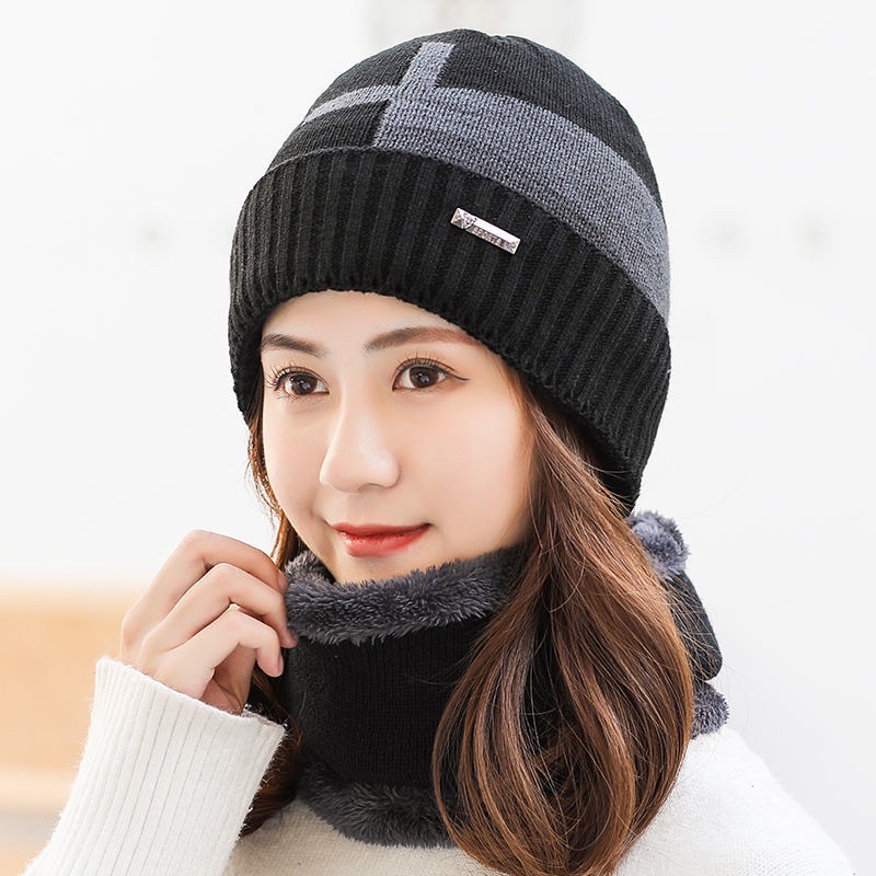 Beanie hat set neck warmer topi kupluk pria wanita hangat gunung set penghangat leher winter musim dingin