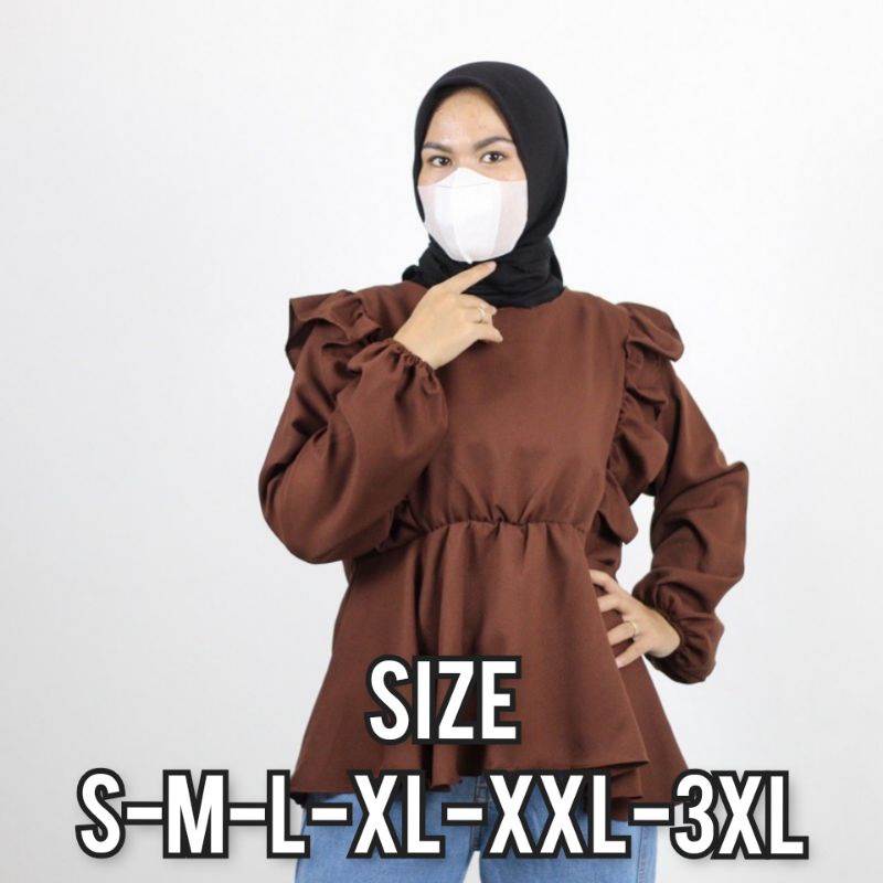 Hana Blouse - Ukuran S M L XL XXL 3XL - Blouse Jumbo - Atasan Wanita Jumbo - Baju Wanita Big Size - Baju Big Size