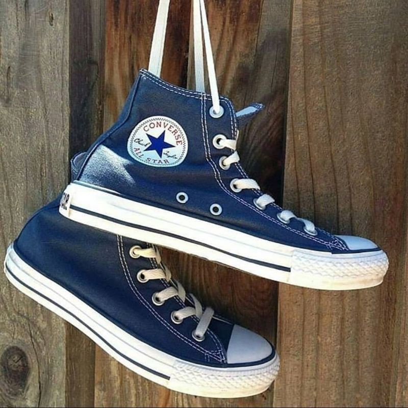 Sepatu Converse Allstar High Boots Tinggi Navy Biru Hitam Merah Grey Fullblack Sekolah Kerja Kuliah Kado