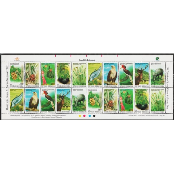 

Perangko Filateli H79 Indonesia MNH Full Sheet 05.11.1997 Love Flora And Fauna 5th Set