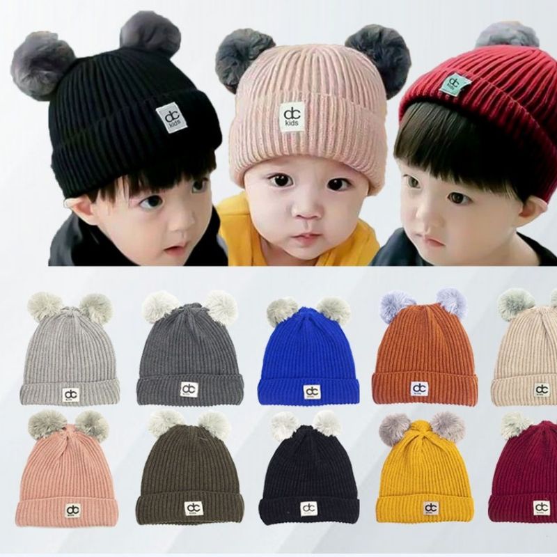 topi bayi kupluk pom pom dc topi pom pom bayi topi bayi rajut