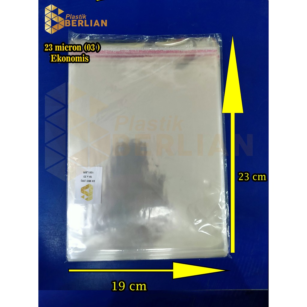 

19 x 23 cm Plastik OPP EKONOMIS 23micron (100 lbr) (lem/seal)