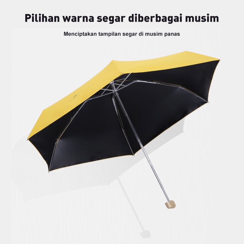 (518)PAYUNG LIPAT 5 Polos ANTI UV PREMIUM UMBRELLA + SARUNG DAN TALI