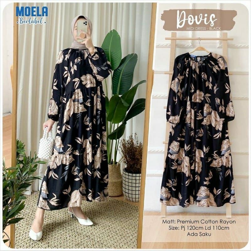 HAKO MIDI DRESS RAYON MOTIF VIRAL