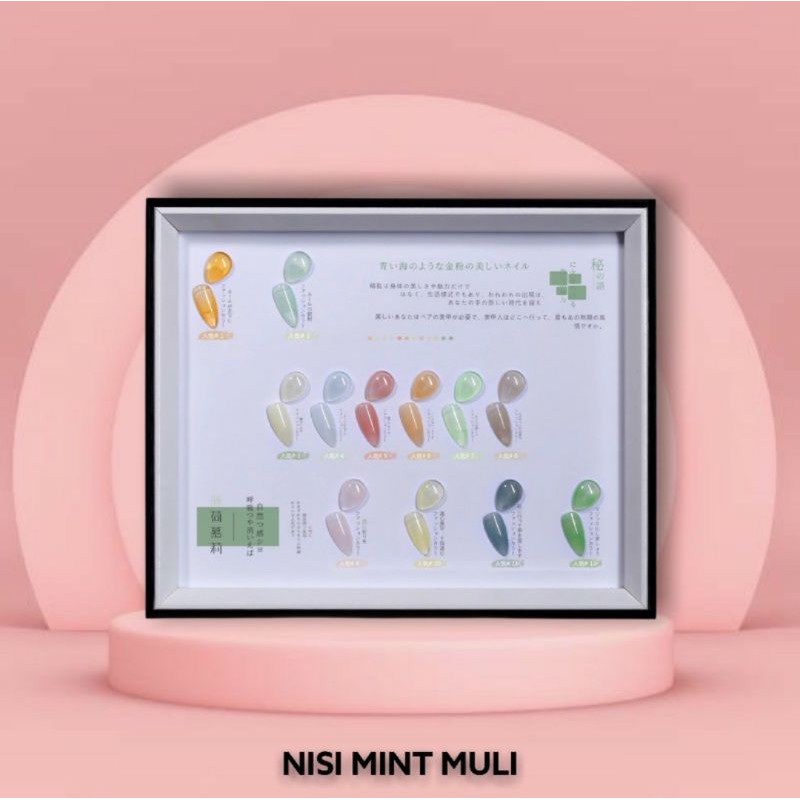 NISI MINT MULI NAIL GEL POLISH SET ISI 12 WARNA 15ML FREE NAIL FRAME TAHAN