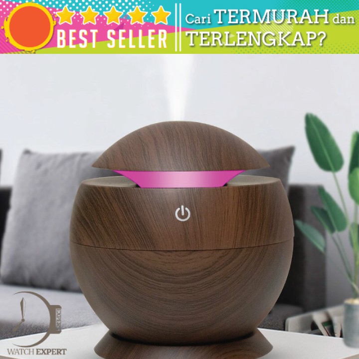 BAYAR DI TEMPAT Pelembab Udara Air Humidifier Aromatherapy Diffuser Wood Design 130ml - Dark Brown