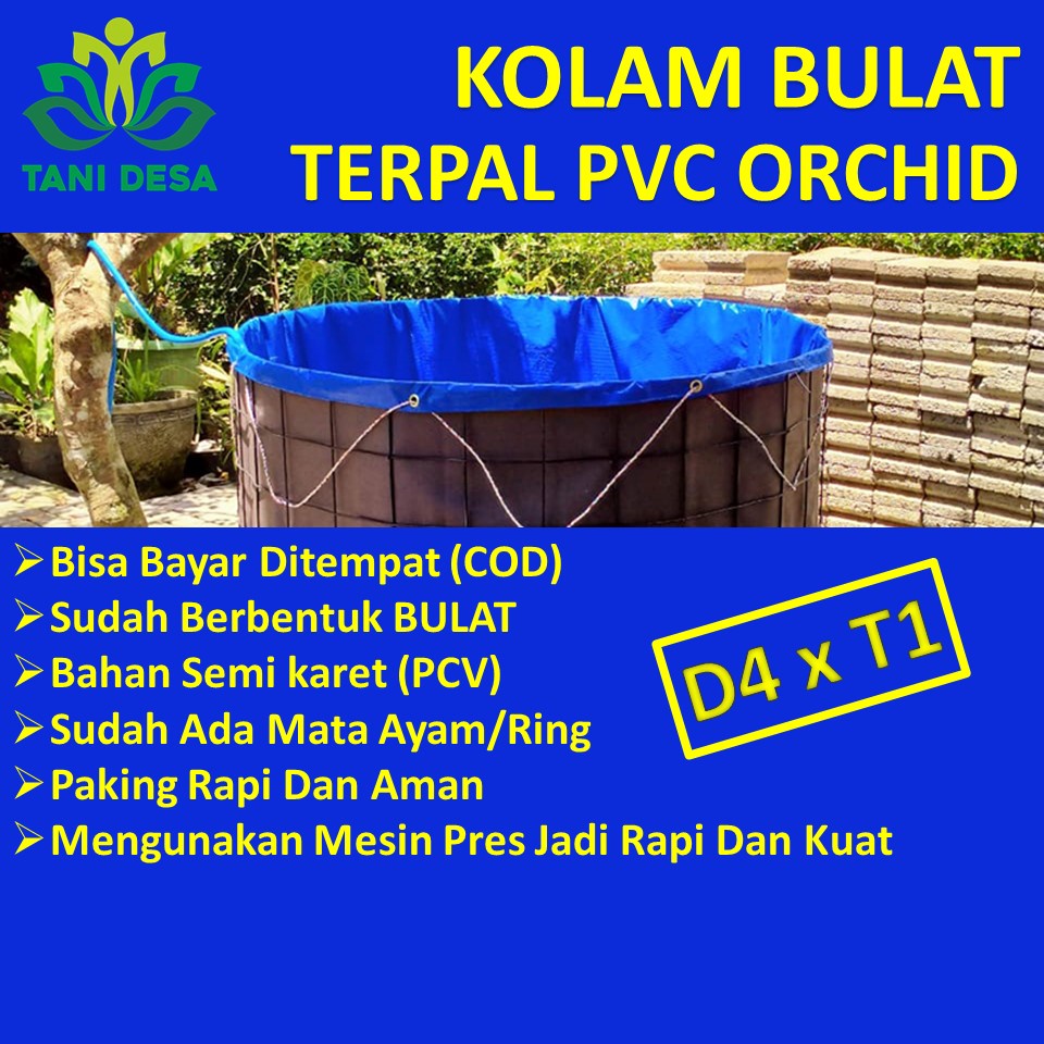 Kolam Terpal Bulat Bioflok Ukuran Diameter 4 m Tinggi 1 m, TERPAL SAJA