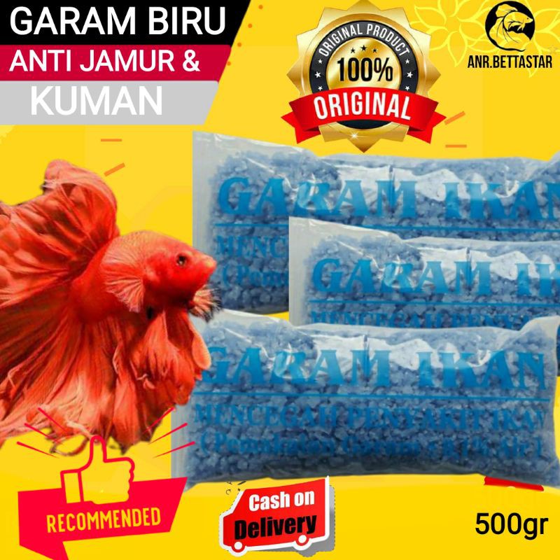 GARAM BIRU 500 gram / GARAM IKAN BLUE SALT OBAT IKAN KOI CUPANG GUPPY DAN IKAN HIAS LAIN