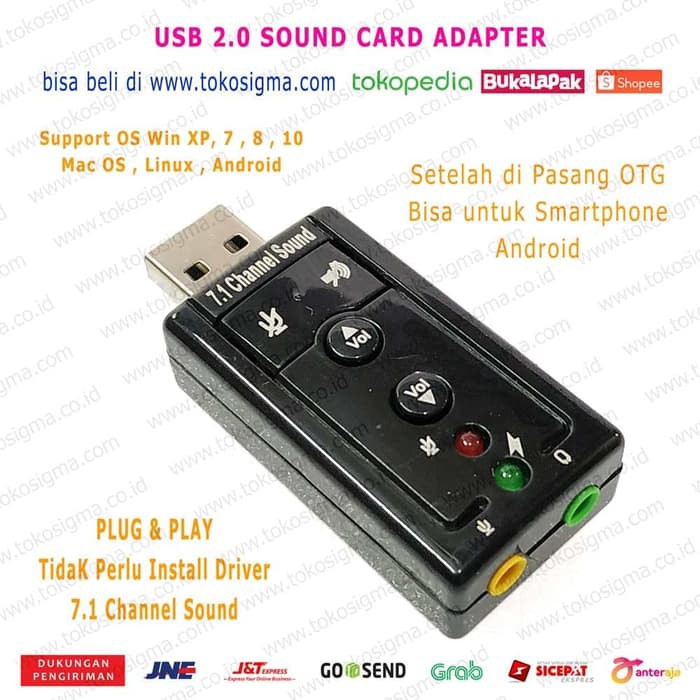 USB 2.0 VIRTUAL 7.1 Ch Audio Sound Card Adapter BISA DI ANDROID / PC