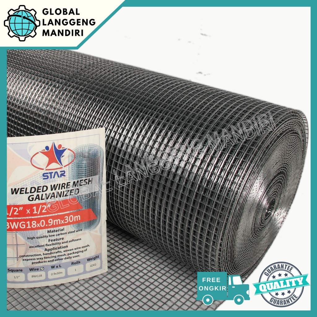 KAWAT RAM GALVANIS 1/2"X1/2"X1.2MMX0.9M / KAWAT LOKET 12MM BWG18