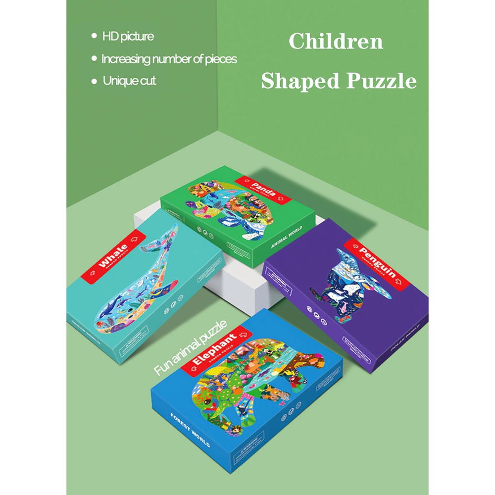 Mainan Edukasi Puzzle Anak Montessori Motif Gambar Paus 50 pcs