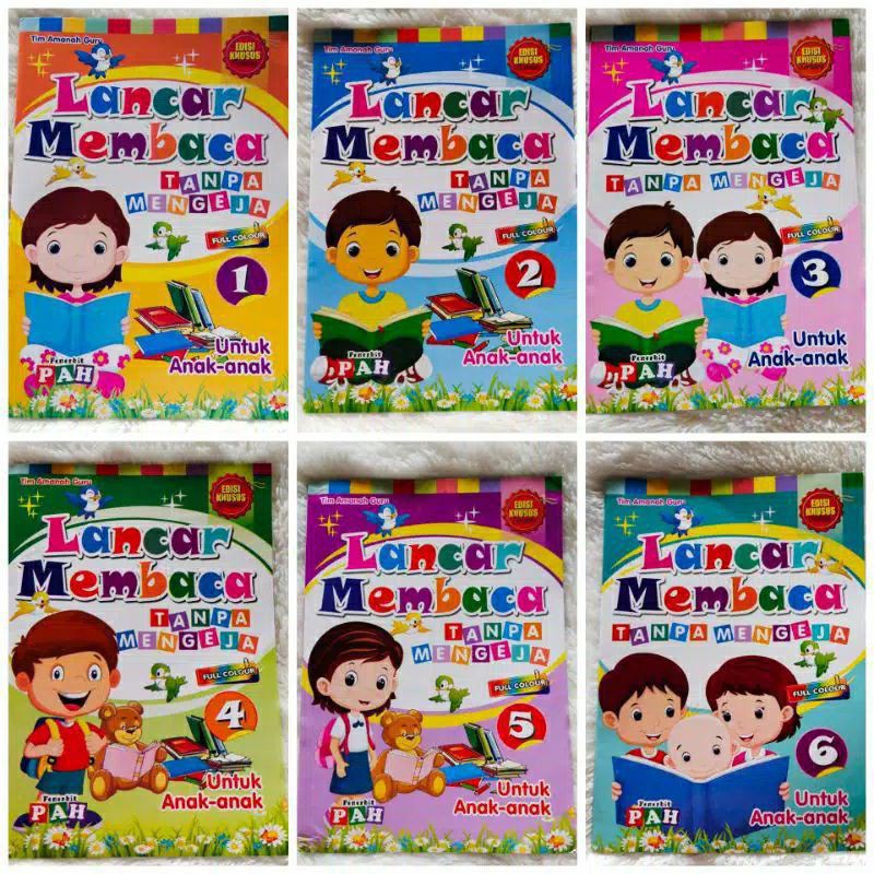Lancar Membaca Tanpa Mengeja Jilid 1-6 / Menulis / Calistung Full Color UNTUK ANAK PAUD TK Pustaka A