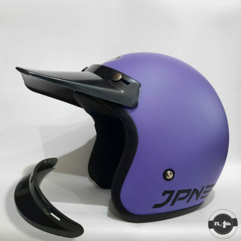 HELM JPN Retro Dewasa Pet Panjang | Pendek ungu doff