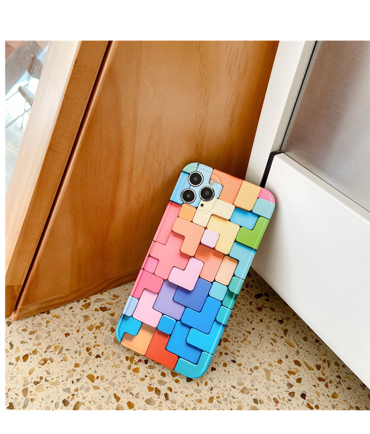 Fashion Rainbow Cube Soft Phone Case For iphone 12 Mini 11 ProMax X XS XR SE2020 8 7 Plus Colorful Silicone TPU Protection Cover