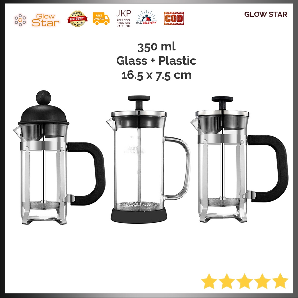 Hoodakang French Press Coffee Maker Pot 350 ml - Black Kopi press penyaring Filter