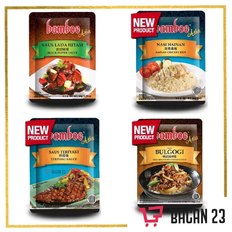 

Bamboe Asia (50gr) ( Saus Lada Hitam - Nasi Hainan - Saus Teriyaki - Bulgogi ) / Bacan 23 - Bacan23