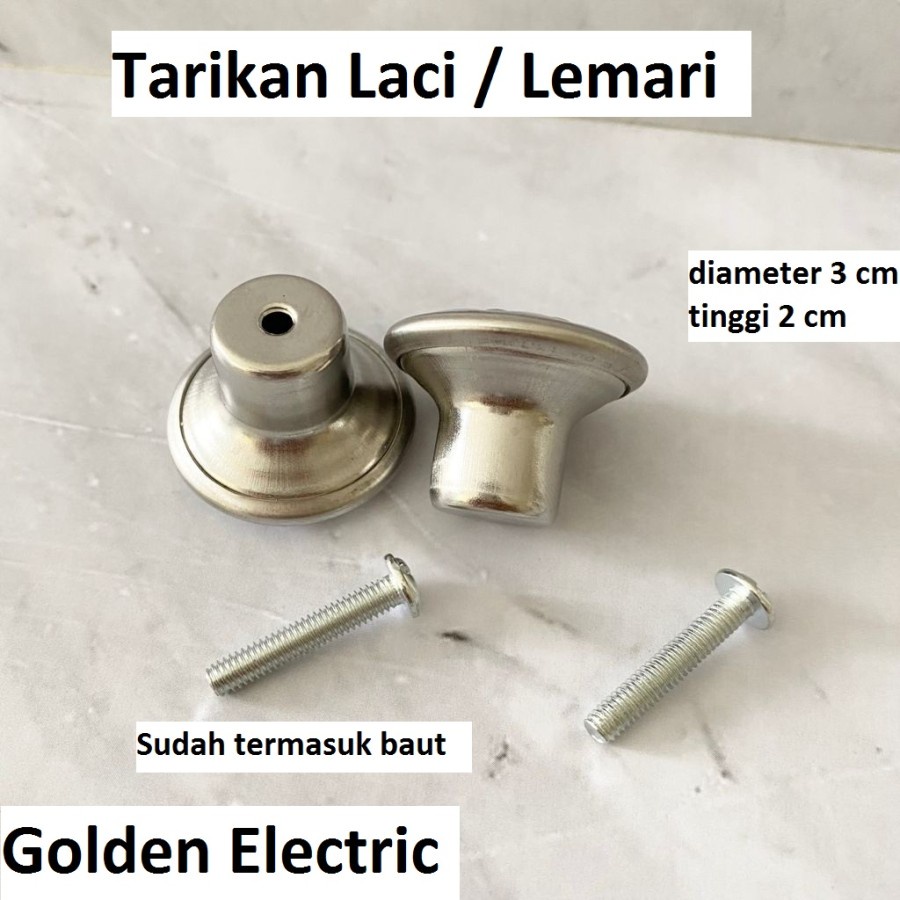 Tarikan Laci Lemari Pintu Bentuk Bulat Bunga Silver 3cm Kecil Modern Handle Pegangan Pintu Kayu Besi