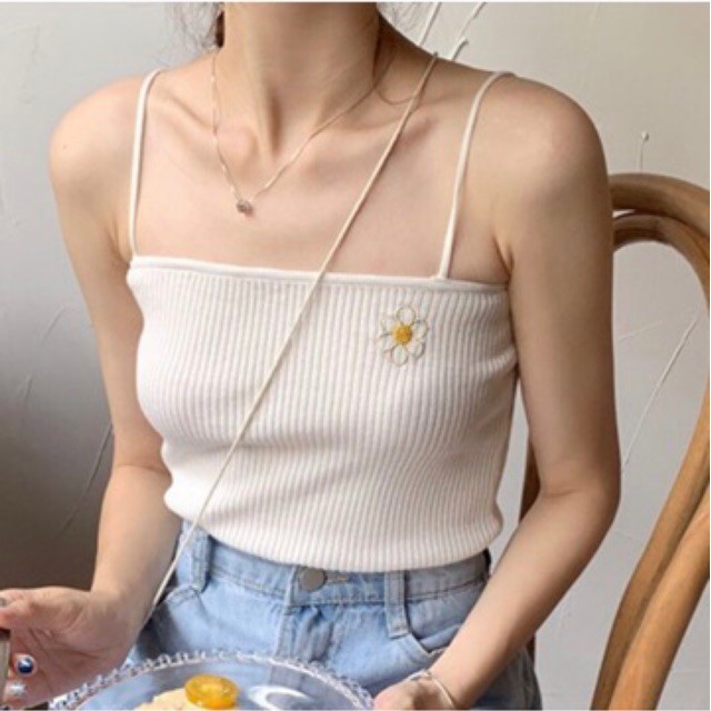 TANKTOP FLOWER / DAISY TANK TOP KOREAN / TANK TOP FLOWER | TANKTOP VEGA RIB FIT L-1