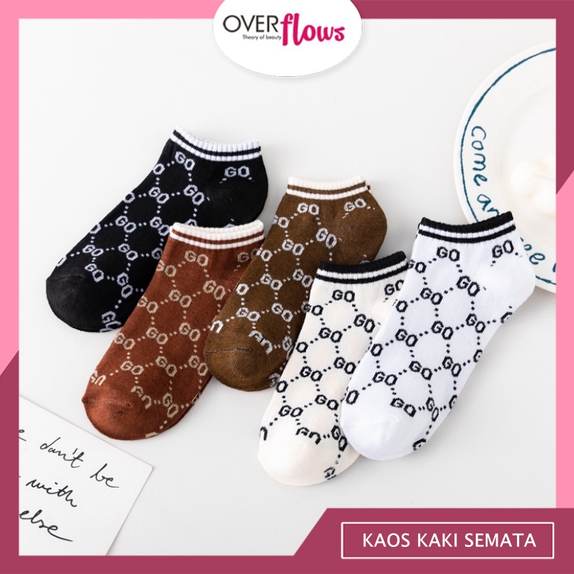 OVERFLOWS.ID KAOS KAKI SEMATA KAKI MOTIF KAOS KAKI PENDEK DEWASA SOCK ANKLE WANITA MOTIF