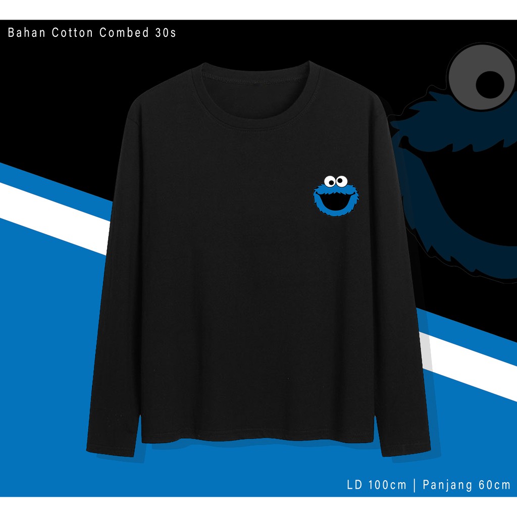 COOKIE MONSTER  / TERMURAH BAJU KAOS KATUN WANITA/ PRIA UNISEX LENGAN PANJANG / TUMBLR TEE