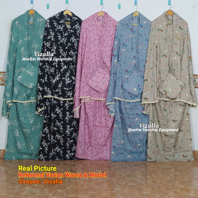 Mukena Rayon Motif Rajut List/ Mukena Dewasa/ Grosir Mukena