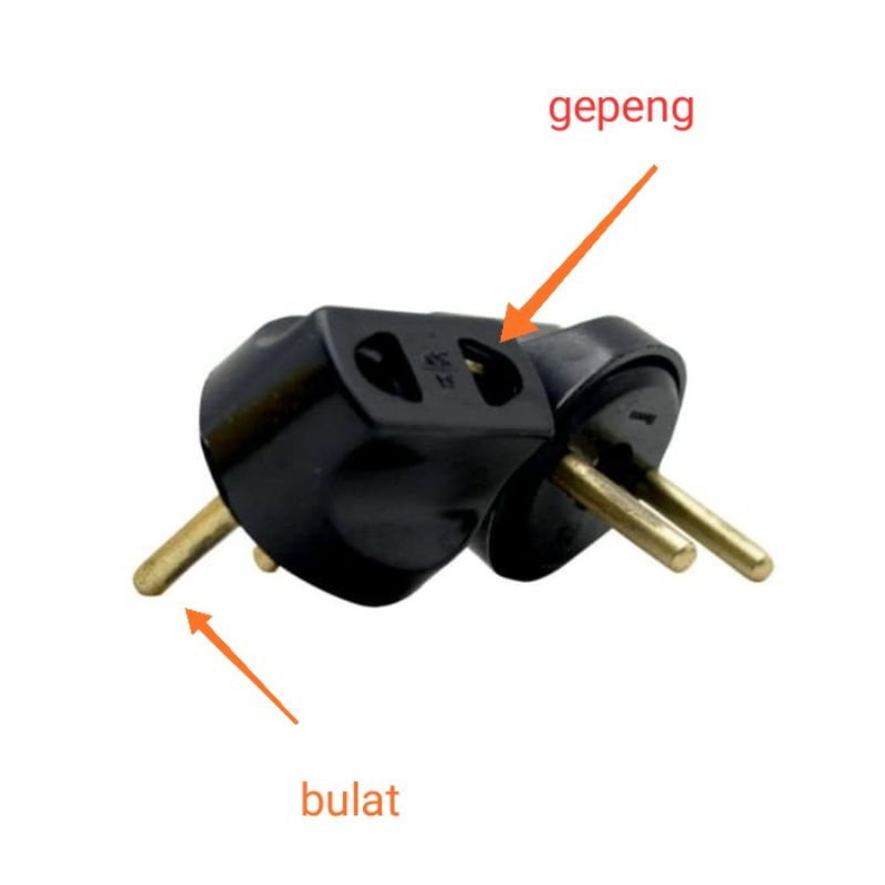 Broco Oversteker Bulat Colokan Listrik Konverter Sambungan Kaki Gepeng Sambungan Kaki 2 Gepeng