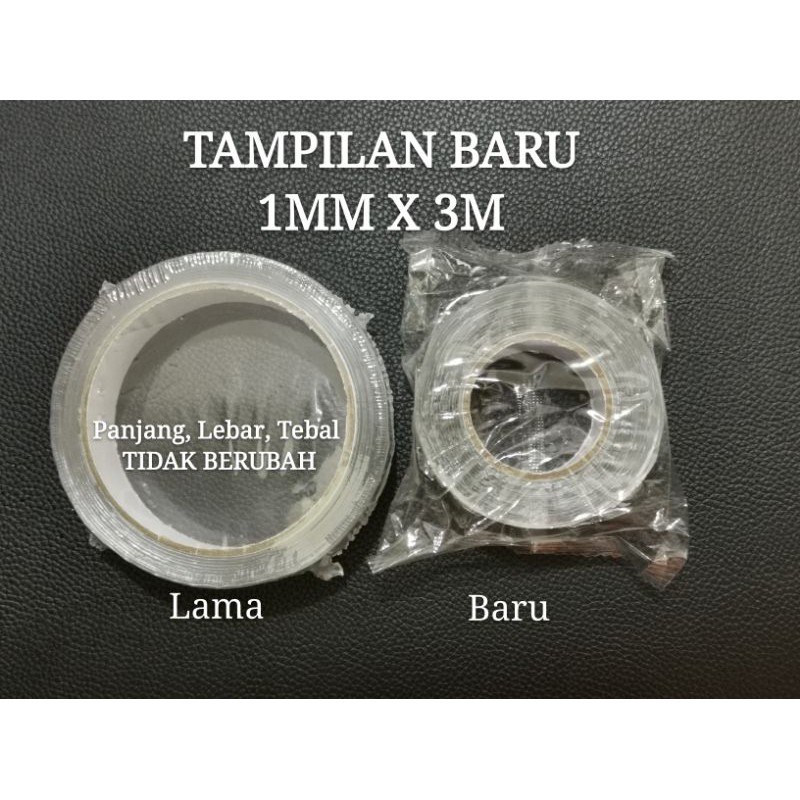 TAMPILAN BARU [GROSIR] 1mmx tiga(3) meter Double tape ajaib , lebar 3cm