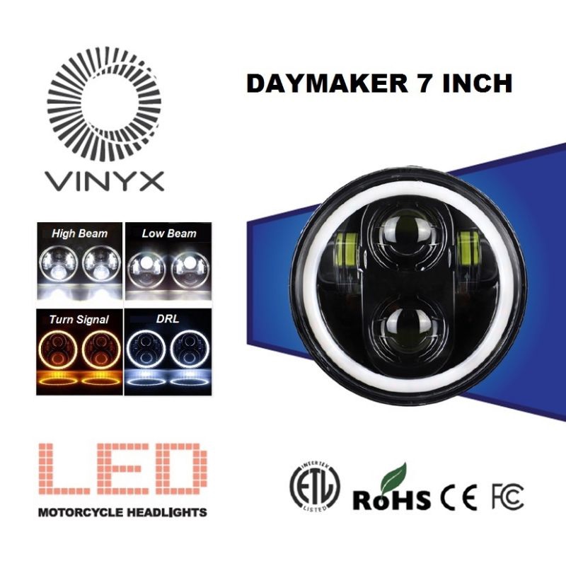 Lampu LED DOT SAE Daymaker 7 inch inci Halo Ring Batok Lampu Utama Motor Mobil Harley Jeep 7Y1