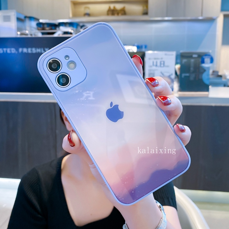 Tempered Glass Case untuk iPhone 13 Pro Max Xs Max XR X 12Pro 11ProMax 7Plus 8Plus Back Cover