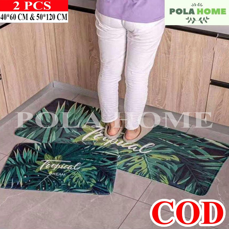 POLA NORDIC Keset Dapur Keset Kaki anti Slip 2 in 1 Set Keset Ruangan Keset kamar mandi Keset Kaki Anti Licin uk 40x60 &amp; 50x120