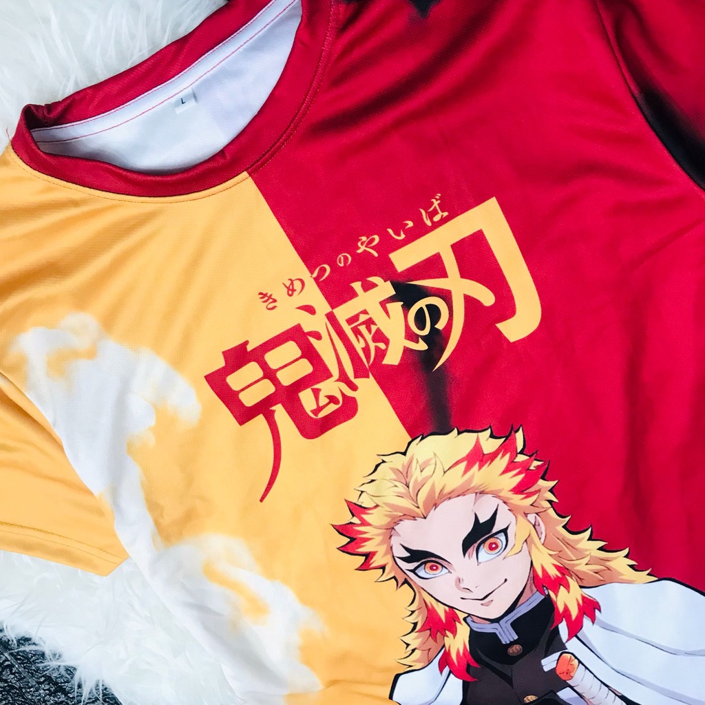 Tshirt Rengoku Fullprint Anime Manga Demon Slayer Kimetsu No Yaiba Premium Unisex