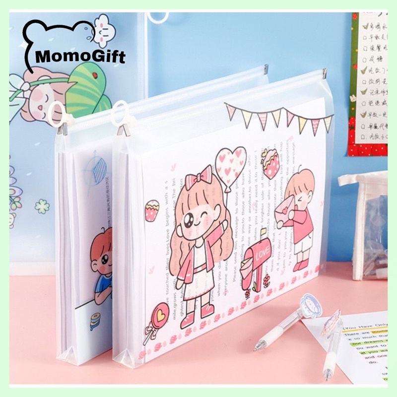 

Zipper Bag A4 Bahan PVC Buat Dokumen Buku Storage Pouch Korean Style PolarBear