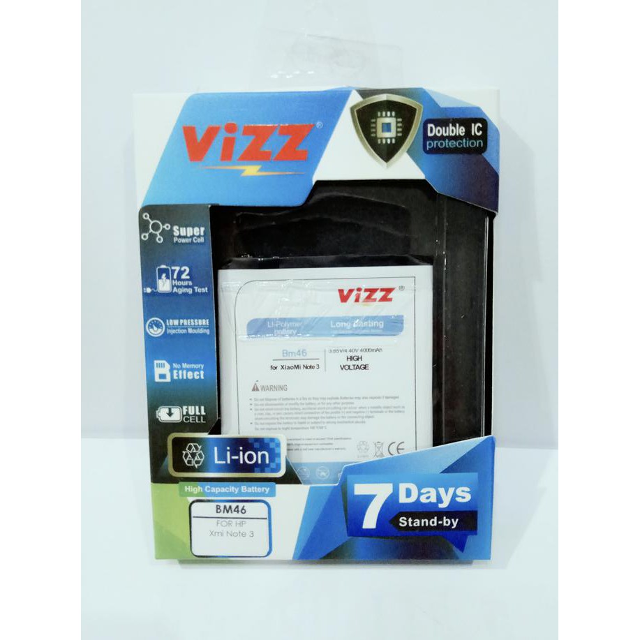 Baterai double power vizz xiomi bm46 bm+46 utk xiomi redmi note 3