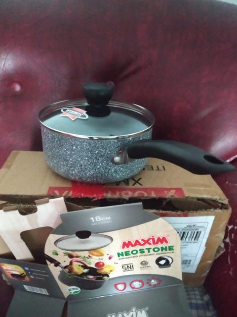 Maxim 18cm Panci Keramik Sauce Pan Anti Lengket Penggorengan Wajan Tanpa Minyak Teflon Neopanci-18