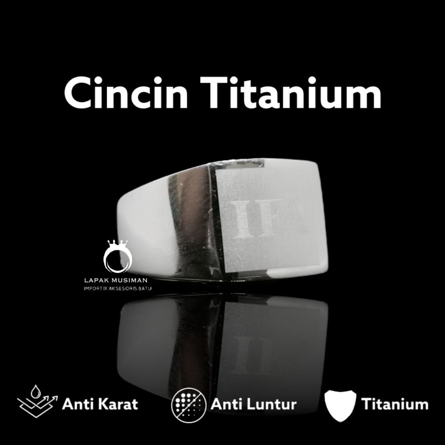 Cincin Titanium Anti Karat Silver Model Kotak Pria Biker Super Keren