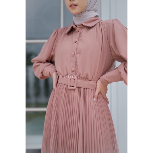 chandani.id • AMBERLEY DRESS CHESNUT | Dress plisket wisuda kondangan kebaya