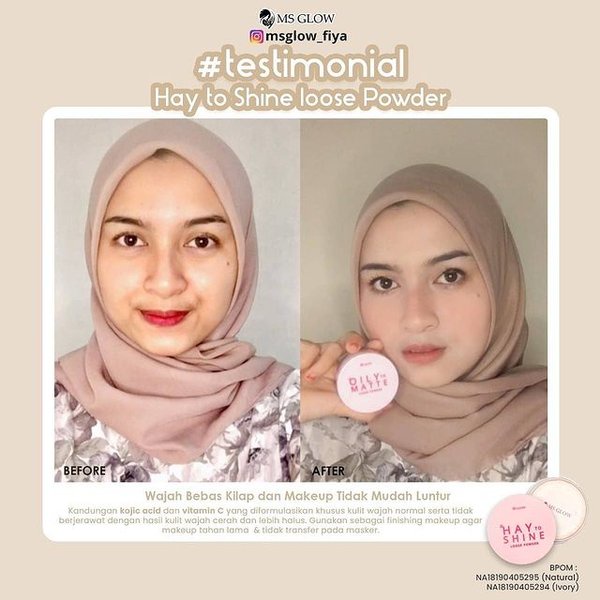 Ms Glow Loose Powder Ms Glow Original 100% Bedak Tabur Oily Ivory Natural Matte