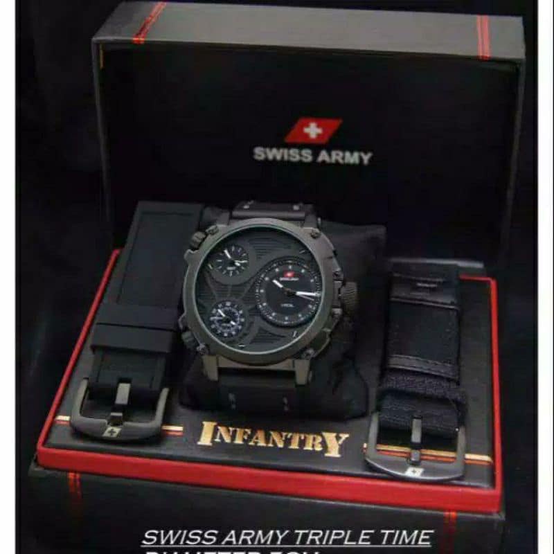 (BISA COD) JAM TANGAN PRIA SA TRIPLE 3TIME FREE BOX ORI+TALI 4,8CM JAM FASHION-JAM TERLARIS