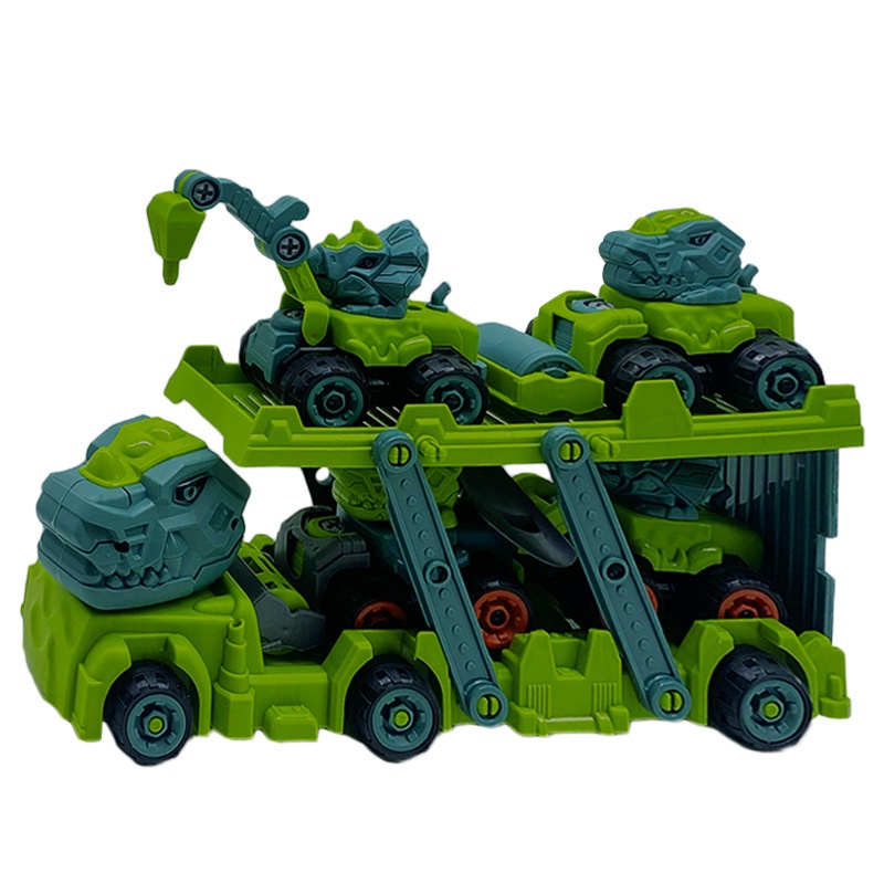 4pcs / set Mainan Edukasi Truk Excavator Dinosaurustyrannosaurus Rex Untuk Anak Laki-Laki