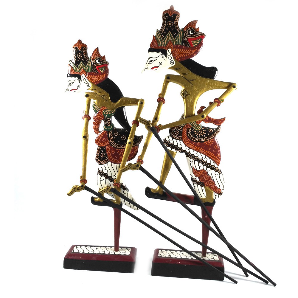 Miniatur Wayang Kayu Batik Emas Rama Shinta - Ukuran XL 54x17x1 cm