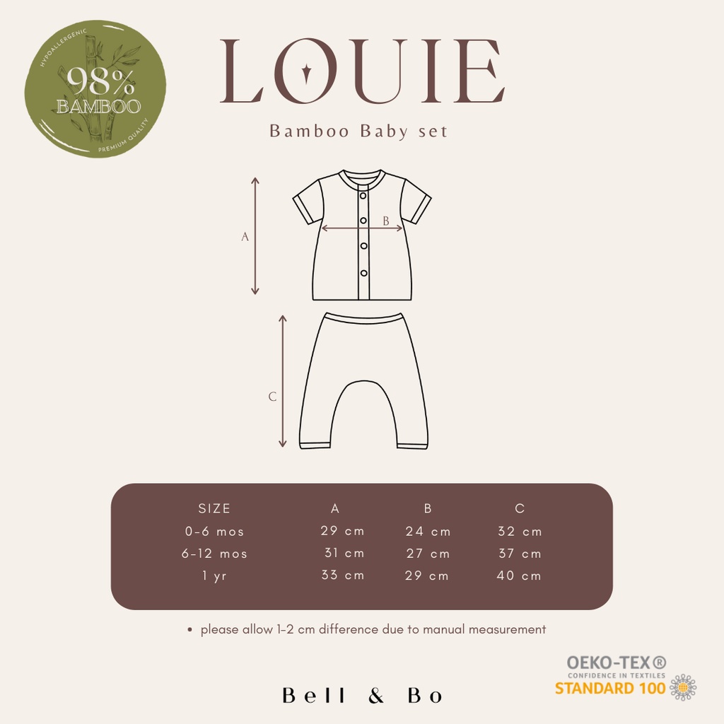 BELL &amp; BO - Louie Baby Set - Piyama Bayi Laki dan Perempuan Bamboo