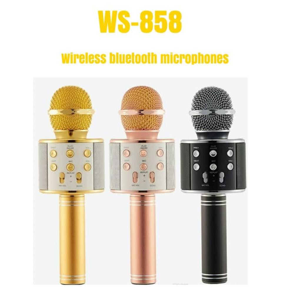 LJA MIC dilengkapi colokan AUX USB 1800mah BuiltIn 18650 Li-BatteryMic Karaoke Bluetooth WS858 Smule