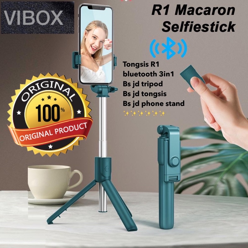 TONGSIS TRIPOD 3IN1 BLUETOOTH VIBOX R1 ORIGINAL MACARON SELFIE STICK UNIVERSAL PHONE STAND