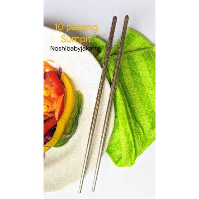 10 PASANG Sumpit stainless - polos / chopsticks