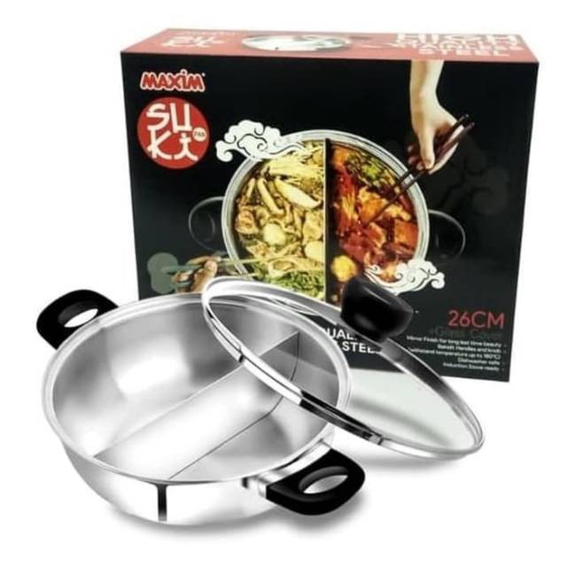 Maxim Steambot Hot Pot Suki Pan Shabu Shabu Panci Sekat Stainless 26