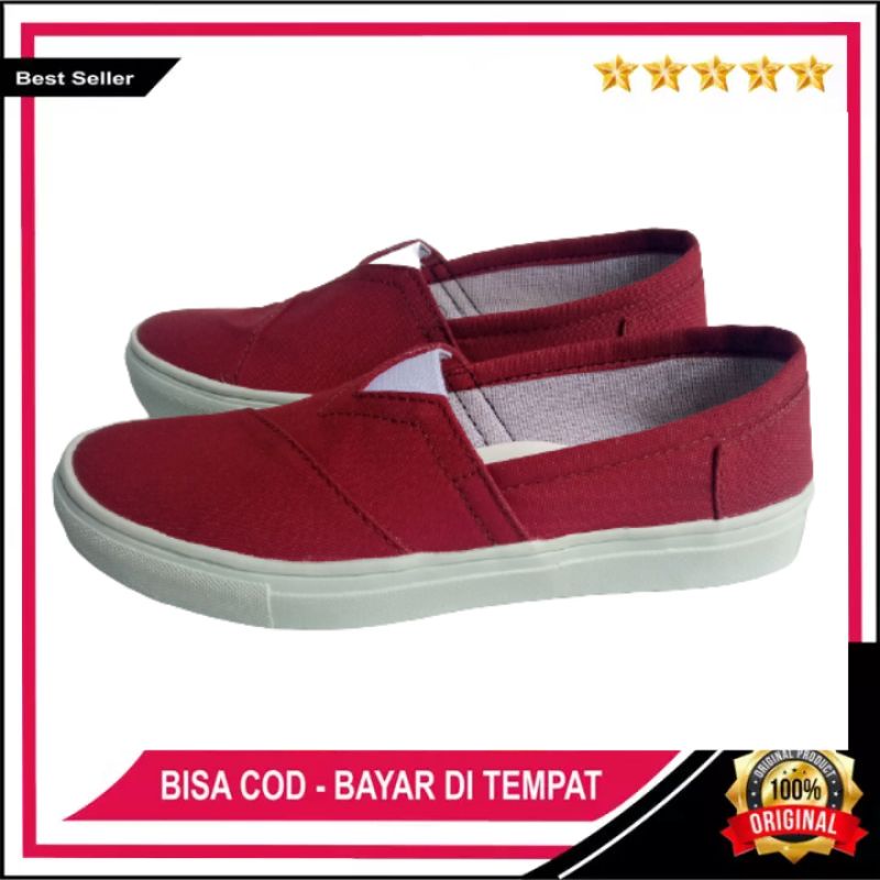spatu pria casual slip on wakai spatu terbaru 2022 spatu hitam merah marun spatu sneakers wanita